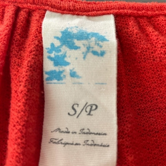 Anthropologie C. Keer Red Knit Top – Crisscross V-Neck, Cap Sleeves – Small Peti - Picture 10 of 12